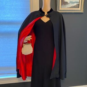 After Six Black Cape with Red Satin Lining